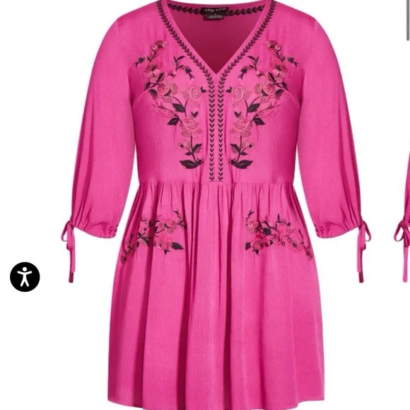 City Chic Sunset Embroidered Fuchsia Dress City Chic Sunset Embroidered Fuchsia Dress